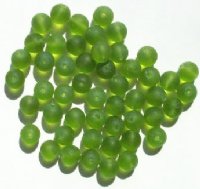 50 8mm Transparent Matte Olive Round Glass Beads